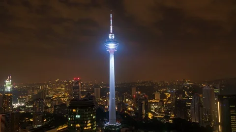 Menara Kuala Lumpur Tower with clouds sky. Video stock 111113500