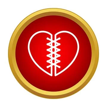 Mended broken heart icon in red button Stock Illustration