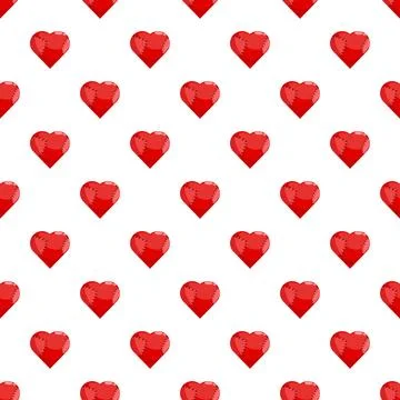 Mended red hearts seamless pattern symbolizing healing and recovery Stock Illustration