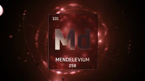 Mendelevium as Element 101 of the Periodic Table 3D illustration on red Video stock 120498355