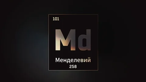 Mendelevium as Element 101 of the Periodic Table 3D illustration on grey Stock Footage 126441124