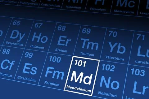 Mendelevium on periodic table of the elements, with element symbol Md イラスト素材