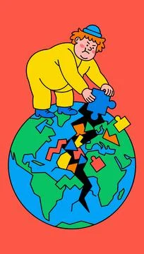 Mending a Broken World Stock Illustration