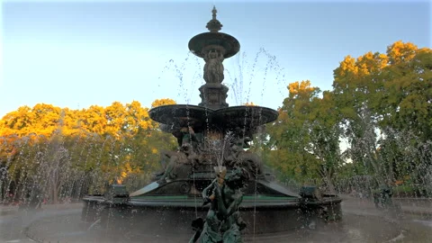 Mendoza, Argentina: Parque San Martín Scenes with Fountain, Lake, and Cafes Stock-Footage 339098053