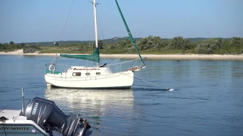 Menemsha Harbor Sailboat Stock Footage 54205130