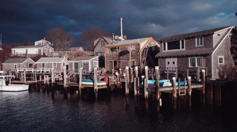 Menemsha, MA Winter 2014 Dramatic Sky Stock Footage 54596066