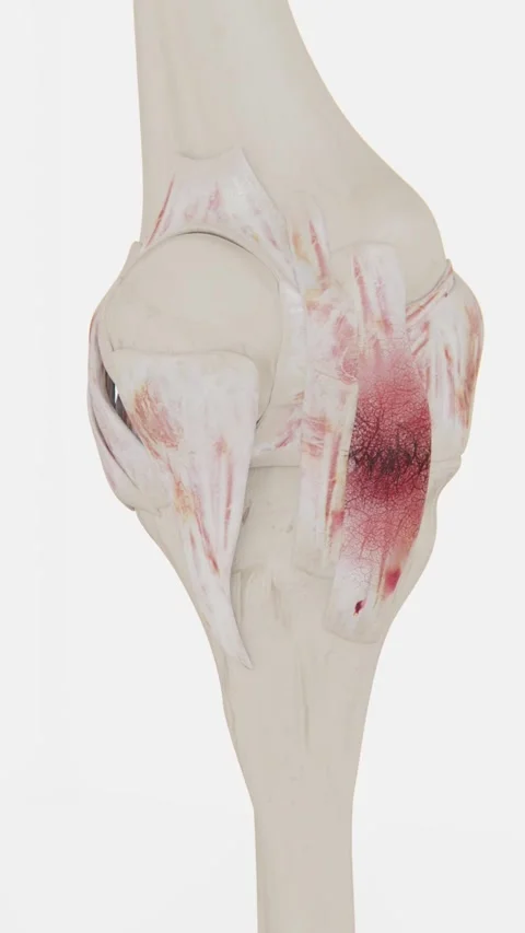 A meniscal tear is a tear or damage to the meniscus, a crescent-shaped Stock Footage 346892281