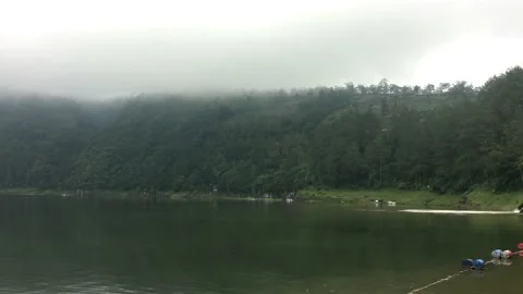 Menjer lake wonosobo, central java, indonesia. natural lake view. 4k video 스톡 동영상 151569167