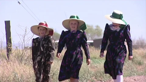 Mennonite girls going to school Stock Footage 101020945