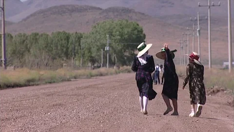 Mennonite girls going to school Video stock 101021048
