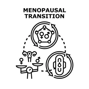 Menopausal transition experiencing hormonal shifts and female health Stock Illustration