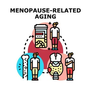Menopause related aging affecting women's health Stock Illustration
