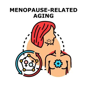 Menopause related aging concept vector illustration Stock Illustration