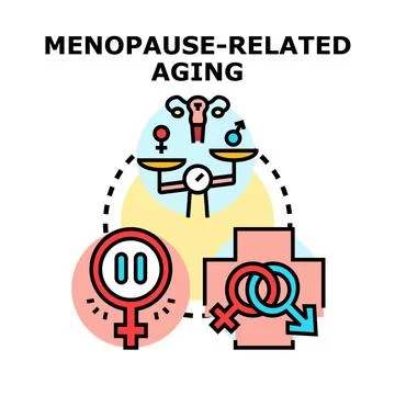 Menopause related aging process and hormone balance Stock Illustration