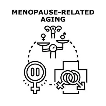 Menopause related aging process and hormone balance Stock Illustration