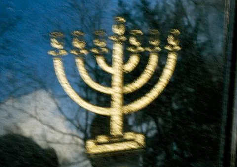 Menorah, blurred Stock Photos