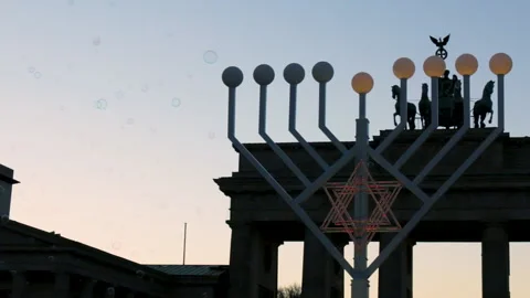 Menorah at Brandenburg Gate Stock Footage 166626985