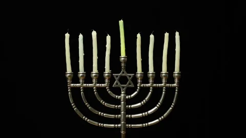 Menorah Candles Lit Stock Footage 81196957