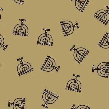 Menorah jewish vector seamless pattern Stock Illustration