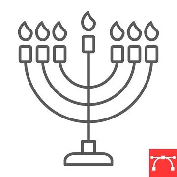 Menorah line icon Illustrazione stock