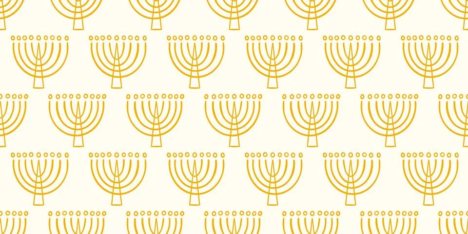 Menorah Seamless Pattern Hanukkah Background Print Stock Illustration