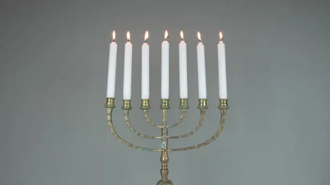 Menorah Stop Motion Time Lapse - Lighting The Menorah - Burning Candles Lights Stock Footage 163989788