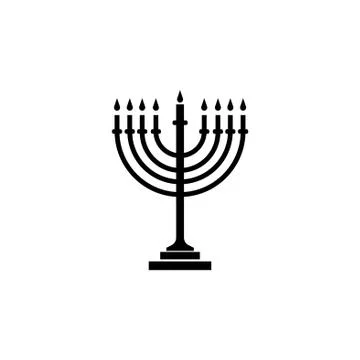 Menorah vector icon black on white background Stock Illustration