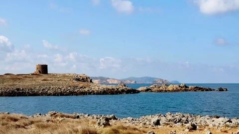 Menorca, Minorca, tranquil scenery at Cap de Cavalleria Stock Footage 73107557