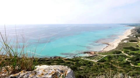 Menorca, Son Bou beach, good for swimming and relaxing Video stock 73239130