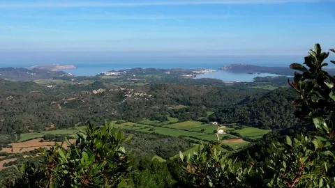 Menorca, view over the island towards the coast Stock Footage 73239094