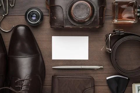 Men's accessories on the table Stock Photos