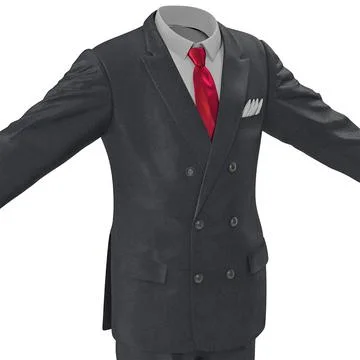 Mens Business Suit with Red Tie 3D Model ~ 3D Model #90617460