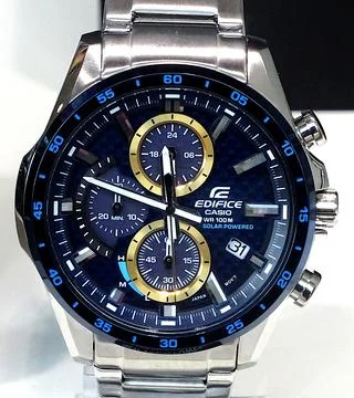 Men's Casio Edifice Solar Powered Chronograph Wristwatch Stock Photos