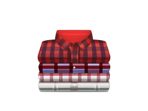 Mens checkered shirts in stack realistic イラスト素材