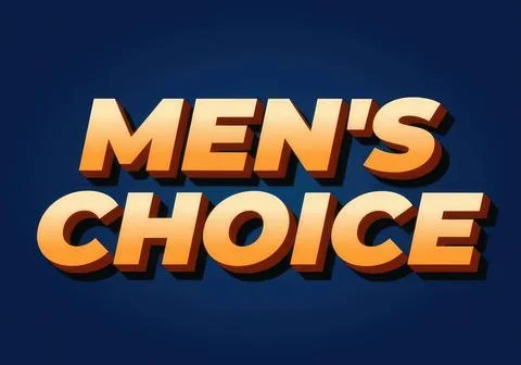 Men's choice text in bold 3d style on dark blue background Stock Illustration