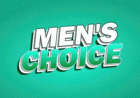 Men's choice text with bold 3d style on green background Stock Illustration