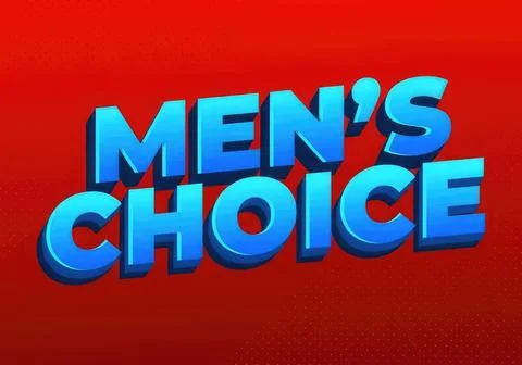 Men's choice text in bold blue 3d letters on red background Stock Illustration