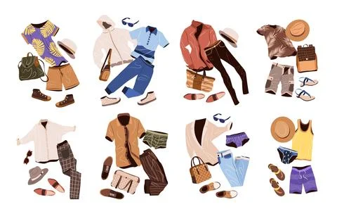 Men's clothes set for spring and summer. Stock Illustration