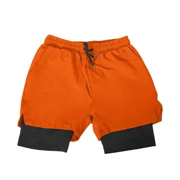 Men's compression pants in orange isolated on white background Stock Photos
