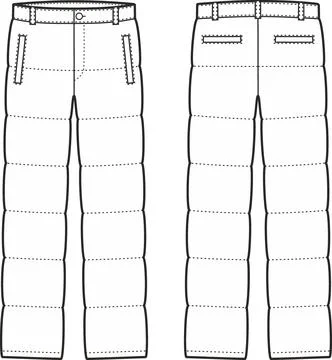 Mens down pants. Front and back. Stock Illustration