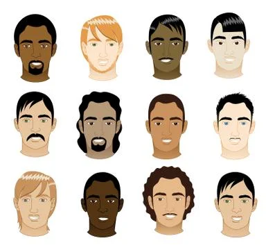 Men's Faces Stock Illustration