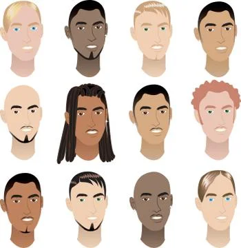 Mens Faces Stock Illustration