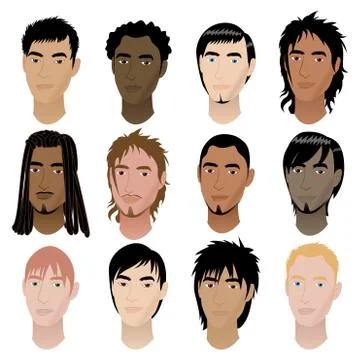 Mens Faces Stock Illustration