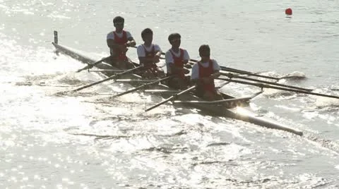 Men's four rowing team Stock Footage 10789772