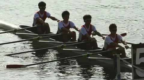 Men's four rowing team Stock Footage 10893991
