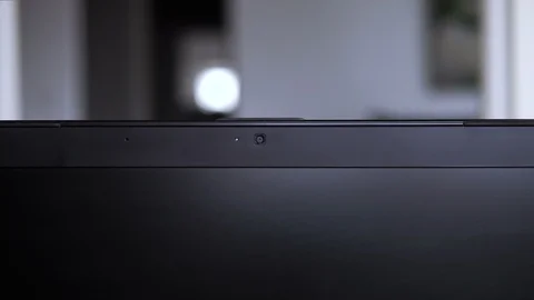 Men's hand cover laptop camera with Stock Video Pond5