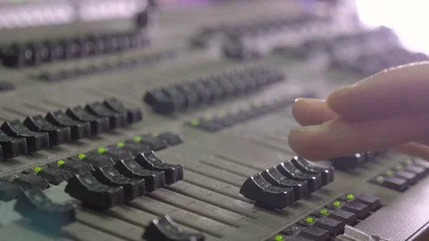 Men's hand on the mixing console Stock Footage 71085559