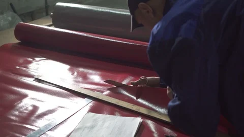 Men's hands cut with scissors plastic awning close up Stock-Footage 97849867