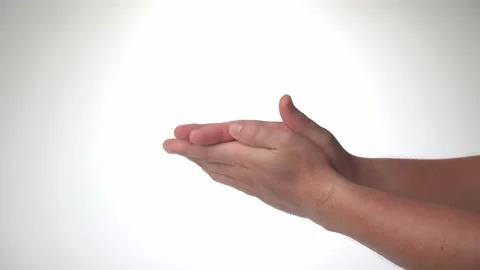 Men's hands - gesture to clap hands, applause on a white background Stock Footage 202501414