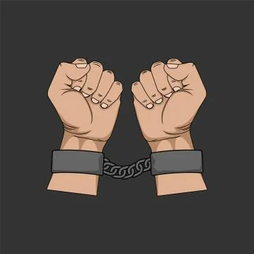 Men's hands in handcuffs Stock Illustration